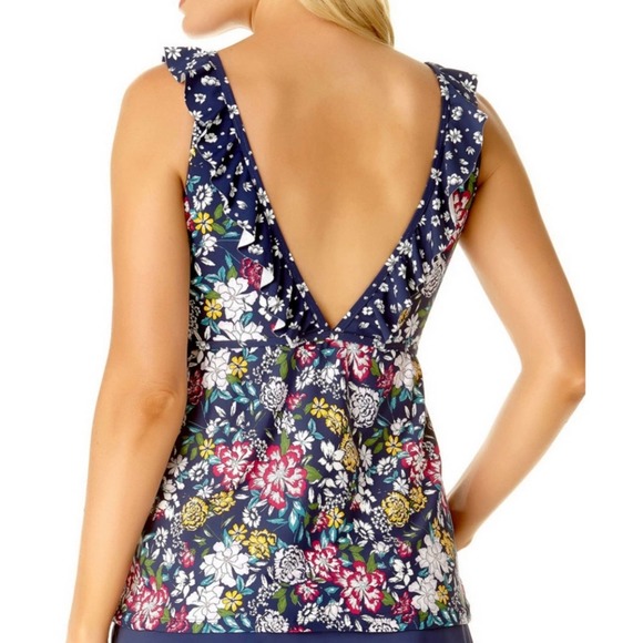 Liz Claiborne Floral Tankini Swimsuit Top Medium - Picture 3 of 10